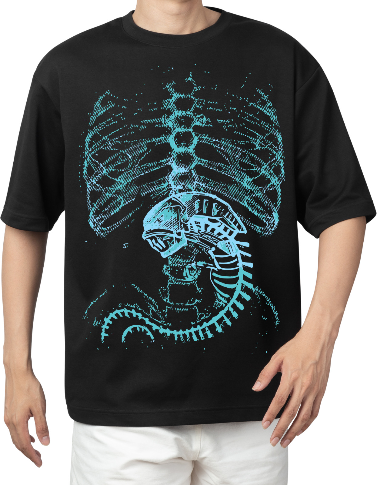XenoCore Tee – Alien Ribcage Oversized Edition